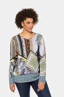 Ulla Popken Shirt, A-lijn, patchlook, lange mouwen - Grote Maten