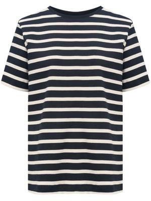 12 STOREEZ Gestreept T-shirt - Zwart