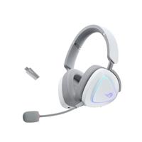 ASUS ROG Delta II Draadloze Gaming Hoofdtelefoon, 2,4 GHz en Bluetooth, grote en authentieke DualFlow-audio, 50 mm titanium geplateerde driver, voor PC, Mac, PS, Switch, Android, wit