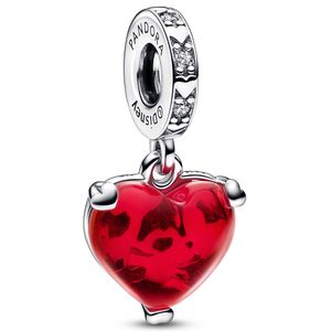 Pandora Disney 792522C01 Hangbedel Mickey & Minnie Mouse Kiss Red Murano zilver-zirconia-glas wit-rood