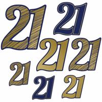 Decoratie cijfers 21 jaar donkerblauw met goud