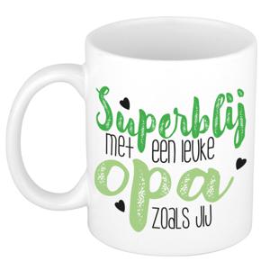 Cadeau koffie/thee mok voor opa - groen - super blij - keramiek - 300 ml