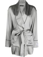 Dolce & Gabbana veste de pyjama satiné à taille ceinturée - Gris