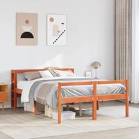VidaXL Bedframe Met Hoofdbord Massief Grenenhout Wasbruin 160x200 cm, Twijfelaar, Bedbodem, Slaapkamermeubel, Hoogslaper