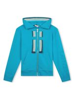 Lanvin Enfant hoodie zippé à bords zig-zag - Bleu - thumbnail