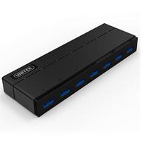 UNITEK Hub 7 Port USB 3.0 actief met voeding, data hub multiport distributeur voor PC, laptop, toetsenbord, muis, printer, iOS (Mac) + Windows compatibiliteit, Plug&Play, Zwart, Y-3184