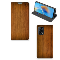 OPPO A74 4G Book Wallet Case Donker Hout