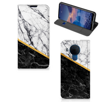 Nokia 5.4 Standcase Marmer Wit Zwart - Origineel Cadeau Man