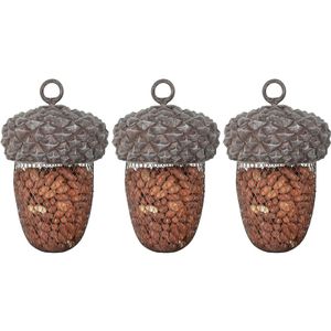 3x Vogelvoerbak eikel aan hanger 22 cm   -