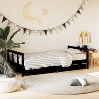 Kinderbedframe met lades 90x190 cm massief grenenhout zwart - thumbnail