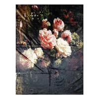 Clayre & Eef Plaid 130x170 cm Zwart Roze Polyester Rechthoek Bloemen - thumbnail