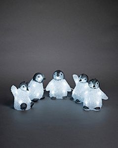 Konstsmide 6266-203 Acryl figuur Energielabel: F (A - G) Baby-pinguin Set van 5 stuks Koudwit LED Wit