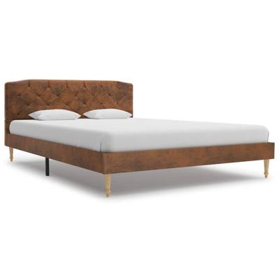 vidaXL Bedframe kunstsuède bruin 135x190 cm