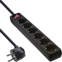InLine 16463T stekkerdoos 3 m 6 AC-uitgangen, zwart – stekkerdoos (3 m, 6 AC-uitgangen, zwart, kunststof, 230 V, 3500 W)