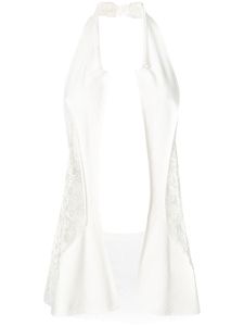 Yohji Yamamoto Pre-Owned gilet à empiècement en dentelle - Blanc