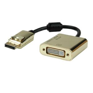 ROLINE GOLD 4K DP/DVI Adapter, Actief, v1.2, DP Male - DVI Female, Retail Blister