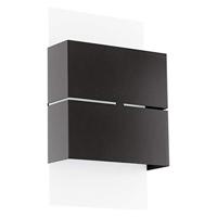 EGLO LED buitenwandlamp KIBEA, 2 lichtbronnen buitenlamp, wandlamp uit verzinkt staal, kleur: antraciet, wit, IP44