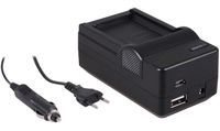 4-in-1 acculader voor Canon LP-E10 accu - compact en licht - laden via stopcontact, auto, USB en Powerbank - thumbnail