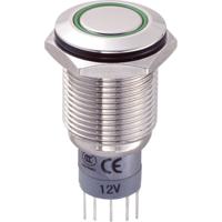 TRU COMPONENTS 701804 LAS2GQF-11ZE/G/12V/N/P Vandalismebestendige drukschakelaar 250 V/AC 3 A 1x aan/aan Continu Groen IP67 1 stuk(s) - thumbnail