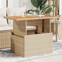 Tuintafel 100x55x73 cm poly rattan en acaciahout beige - thumbnail