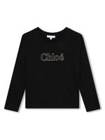 Chloé Kids sweat en coton biologique à logo brodé - Noir