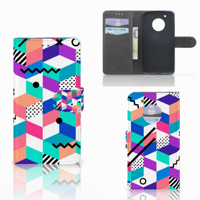 Motorola Moto G5 Plus Book Case Blokken Kleurrijk