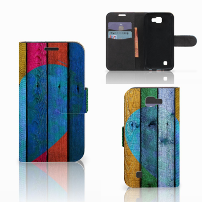 LG K4 Book Style Case Wood Heart - Cadeau voor je Vriend