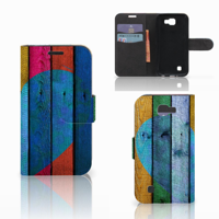 LG K4 Book Style Case Wood Heart - Cadeau voor je Vriend