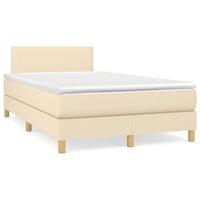 vidaXL Boxspring met matras stof crèmekleurig 120x190 cm, bed, boxspringbed, tweepersoonsbed, slaapmeubel, boxspring bed, bed met matras, bedframe