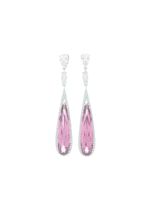 Anabela Chan boucles d'oreilles en or blanc pavées de diamants - Rose