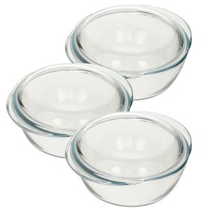 3x Ronde glazen ovenschalen met deksel 2,1 liter 20 x 9,5 cm