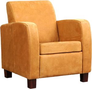 Cognac leren landelijke fauteuil Joy - poot hout zwart - Kenia Leer Cognac (cognac leer)