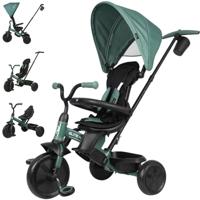 Qplay Elite Platinum Evolutionaire driewieler met 360° draaibare zitting, voor kinderen van 10 tot 36 maanden, ouderlijke controle, XL-kap, voetensteun en metalen frame, kleuren grijs, groen en roze