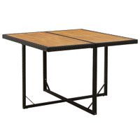 Tuintafel 109x107x74 cm poly rattan en massief acaciahout zwart - thumbnail