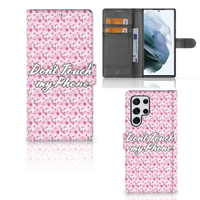 Samsung Galaxy S22 Ultra Portemonnee Hoesje Flowers Pink DTMP