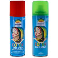 Set van 2x kleuren carnaval haarverf/haarspray van 111 ml - Rood en Groen - thumbnail