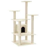 vidaXL Kattenkrabpaal met sisal krabpalen 110 cm crèmekleurig, krabpaal, katten krabpaal, kattenbomen, krab paal, kattenmeubel, kattenkrabpalen