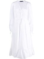 Polo Ralph Lauren robe mi-longue froncée à détail noué - Blanc