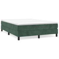 vidaXL Boxspring met matras fluweel donkergroen 140x190 cm