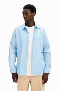 Overhemd met geborduurde details - BLUE - XL