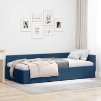 Hoekbedframe Blauw 80 x 200 cm Stof en Geïmproviseerd hout