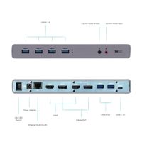 i-tec CADUAL4KDOCK notebook dock & poortreplicator Bedraad USB 3.2 Gen 1 (3.1 Gen 1) Type-C Zwart, Turkoois - thumbnail