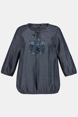 Ulla Popken Shirt, classic, gebloemd stiksel, 3/4 mouwen - Grote Maten