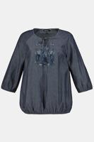 Ulla Popken Shirt, classic, gebloemd stiksel, 3/4 mouwen - Grote Maten