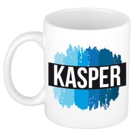 Kasper naam / voornaam kado beker / mok verfstrepen - Gepersonaliseerde mok met naam   -