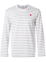 Comme Des Garçons Play striped heart logo T-shirt - Gris - thumbnail