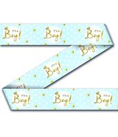 PD-Party 7033028 Feest Decoratie Tape | Leuk Thema | Feestelijke Viering - It’a a Boy, Blauw/Wit, 1200cm Lengte x 9cm Breedte x 0.1cm Hoogte