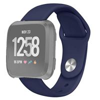 By Qubix - Compatible met Fitbit Versa 1/2 & Lite siliconen bandje - Maat: Large - Donkerblauw - Compatible fitbit bandje