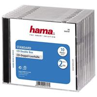 Hama 44747 Standaard CD Double Jewel Case, pak van 10, transparant/zwart