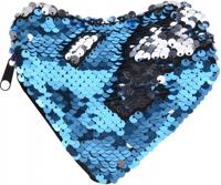 Free and Easy pailletten portemonnee hart blauw/zilver